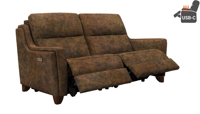 Parker Knoll Portland Large Two Seat Sofa in Oxford Chocolate Leather Mahogany Leg